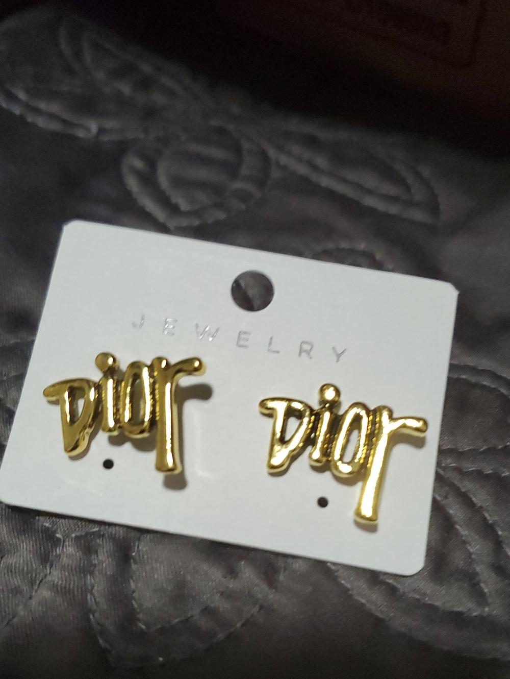 CC Boutique Gold Script Logo Earrings